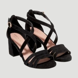 COLE HAAN Alicia City Sandal Black Suede Size 8 NEW